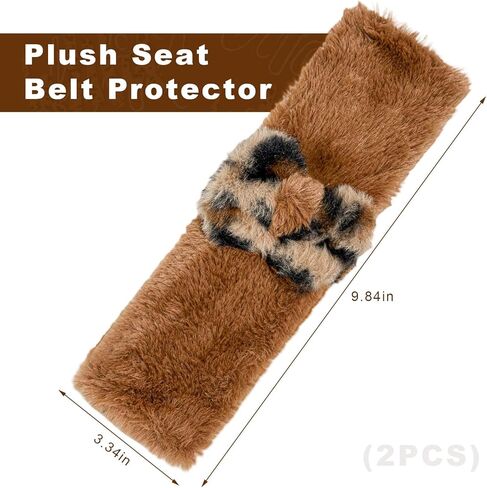 قطعتان من وسادات غطاء حزام مقعد السيارة، أغطية أحزمة أمان لطيفة بطبعة جلد الفهد، واقي الكتف مع ربطة عنق، وسادة حزام قطيفة ناعمة ومريحة لسيارات السيدان والشاحنات وسيارات الدفع الرباعي، وإكسسوارات السيارة (طباعة الفهد) in Kuwait