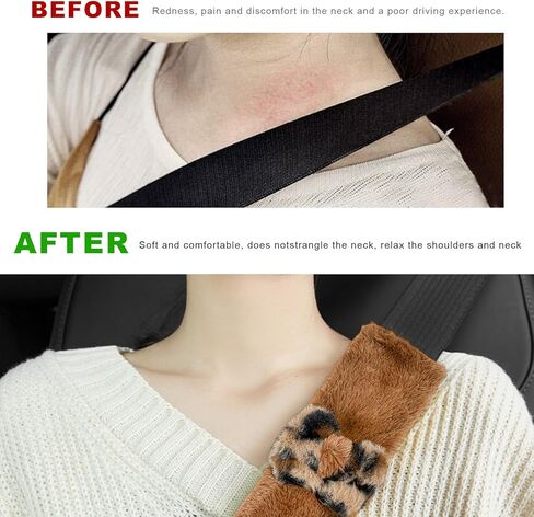 قطعتان من وسادات غطاء حزام مقعد السيارة، أغطية أحزمة أمان لطيفة بطبعة جلد الفهد، واقي الكتف مع ربطة عنق، وسادة حزام قطيفة ناعمة ومريحة لسيارات السيدان والشاحنات وسيارات الدفع الرباعي، وإكسسوارات السيارة (طباعة الفهد) in Kuwait