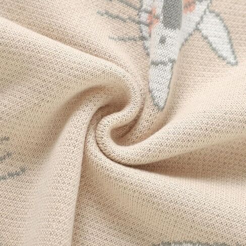 100% Cotton Baby Blanket Knit Soft Cozy Swaddle Receiving Blankets Toddler Infant Blanket with Lovely Sheeps for Newborn Boy Girls - Khaki, 90 x 70cm in Saudi Arabia