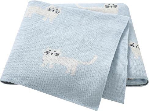 100% Cotton Baby Blanket Knit Soft Cozy Swaddle Receiving Blankets Toddler Infant Blanket with Lovely Sheeps for Newborn Boy Girls - Khaki, 90 x 70cm in Kuwait