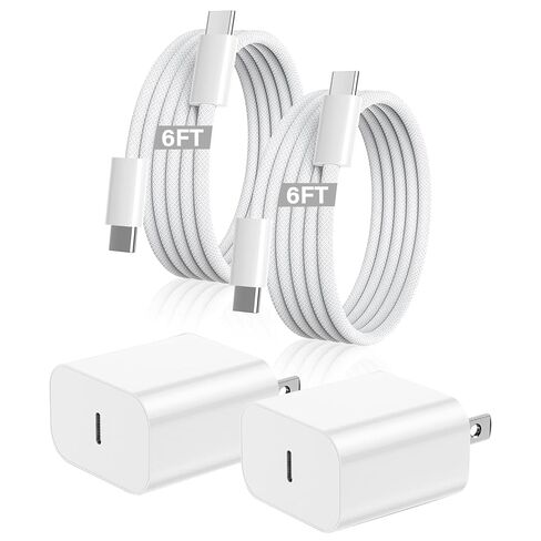 USB-C Fast Wall Charger for iPhone 15/15 Plus/15 Pro/15 Max, iPad Pro 12.9/11 Inch, iPad 10th, iPad Air 5/4, Mini 6th, [3Pack] 20W USB-C Fast Wall Charger with 10FT Long USB C to C Charger Cable in Saudi Arabia