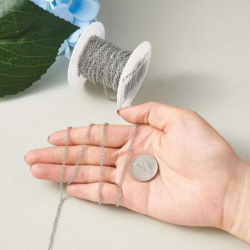 10 متر/لفة سلاسل كابل من الفولاذ المقاوم للصدأ ملحومة مع بكرة سلاسل وصلة بيضاوية مسطحة DIY بها بنفسك الحرف قلادة سوار صنع المجوهرات النتائج 2.4x1.9x0.4mm in Saudi Arabia