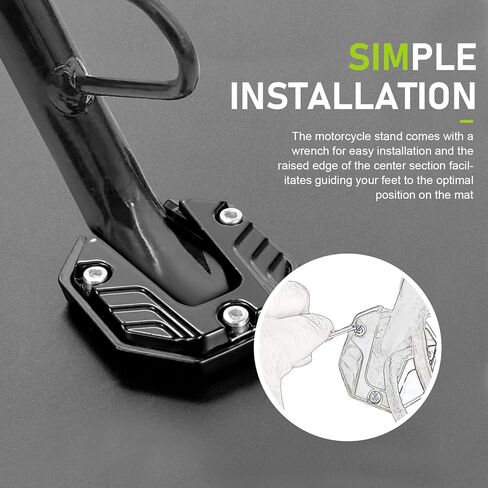 Motorcycle Kickstand, Anti-slip Kickstand Pad, Anti-Sink Extension Side Stand Foot Pad, Electric Motorcycle Universal Footrests Enlarged Bottom (Black) in Saudi Arabia