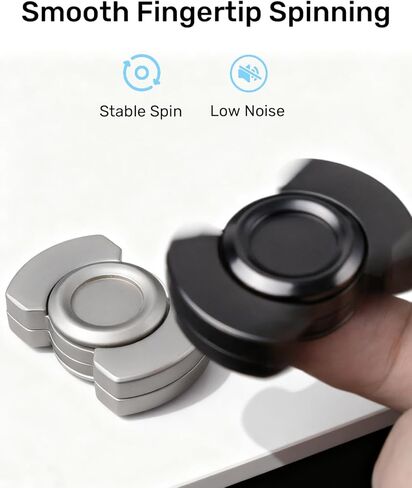 ألعاب فيدجيت معدنية 3 في 1 للبالغين - لعبة فيدجيت سلايدر كليكر مع دوران سلس وثابت، لعبة فيدجيت للمكتب الصغير لتخفيف التوتر، سبيكة زنك ممتازة، أسود in Kuwait