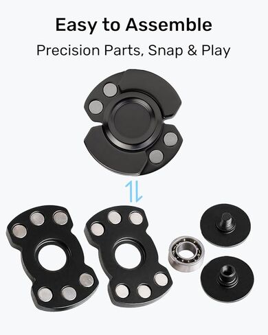 ألعاب فيدجيت معدنية 3 في 1 للبالغين - لعبة فيدجيت سلايدر كليكر مع دوران سلس وثابت، لعبة فيدجيت للمكتب الصغير لتخفيف التوتر، سبيكة زنك ممتازة، أسود in Kuwait