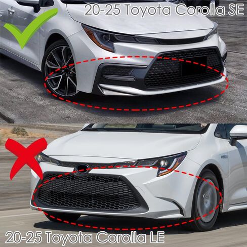 5pcs Combo Front Bumper Body Kit Lip + Side Skirt Extensions Diffuser Compatible with 2020-2025 Toyota Corolla XSE/SE Model Only (Painted Black) in Saudi Arabia