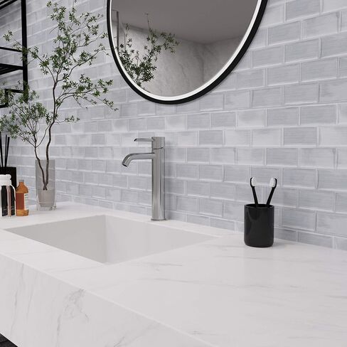 بلاط 10 ورقات قابلة للتقشير واللصق باكسبلاش، عصا ملونة خفيفة مقاس 30.48 سم × 30.48 سم على بلاط الحائط للمطبخ in Kuwait