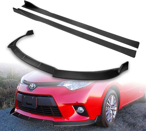 Q1-TECH, 9-Piece Front Bumper Lip & Side Skirt Extensions Diffuser Compatible with 2014-2016 Toyota Corolla Base/L/LE Model Only, Front Lip Spoiler Air Chin Body Splitter ABS (Painted Carbon) in Saudi Arabia