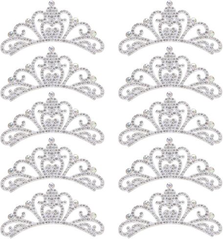 Tyenaza 10Pcs Rhinestones Cloth Stickers, Rhinestones Cloth Applique Crown Shaped Patches Clothes Accessories DIY Decoration Clothing Sticker for Clothes Backpacks Hat (8.3 * 4.5cm White Crown) in Saudi Arabia