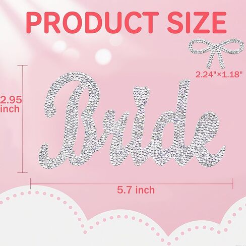 رقع العروس ذاتية اللصق من حجر الراين على رقع العروس هدية الزفاف لحقيبة الملابس (فضي) in Kuwait