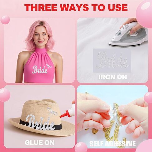 رقع العروس ذاتية اللصق من حجر الراين على رقع العروس هدية الزفاف لحقيبة الملابس (فضي) in Kuwait