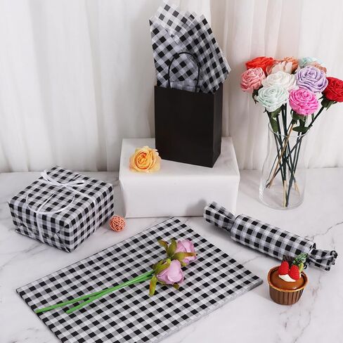 BEISHIDA Christmas Gingham Tissue Paper Bulk，Green and Blue Buffalo Plaid Wrapping Tissue Paper for Gift Bags, 14 x 20 Inch Gift Wrap for Christmas Party DIY Crafts Decor Holiday Flowers-50pcs in Saudi Arabia