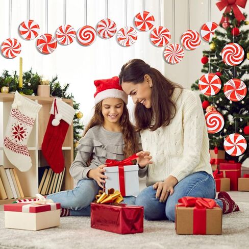 MixTeach 120 Pieces Christmas Candy Cutouts Paper Peppermint Candies Die cuts 6 Inches Sweet Candyland Wall Decor with Glue Points for Classroom School Bulletin Board Xmas Winter Holiday Party in Saudi Arabia
