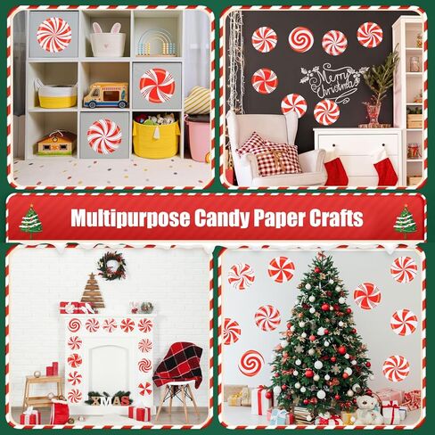MixTeach 120 Pieces Christmas Candy Cutouts Paper Peppermint Candies Die cuts 6 Inches Sweet Candyland Wall Decor with Glue Points for Classroom School Bulletin Board Xmas Winter Holiday Party in Saudi Arabia