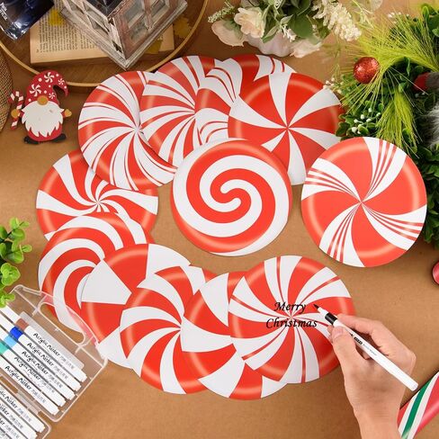 MixTeach 120 Pieces Christmas Candy Cutouts Paper Peppermint Candies Die cuts 6 Inches Sweet Candyland Wall Decor with Glue Points for Classroom School Bulletin Board Xmas Winter Holiday Party in Saudi Arabia