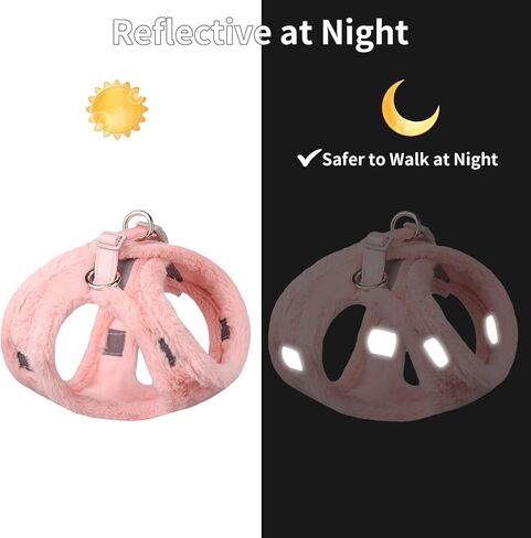 AIITLE Step in Dog Harness and Leash Set - Warm and Cozy Dog Vest Harness with Velcro Design, Reflective No-Pull Plush Pet Harness for Outdoor Walking, Training for Small Dogs, Cats White XXS in Kuwait