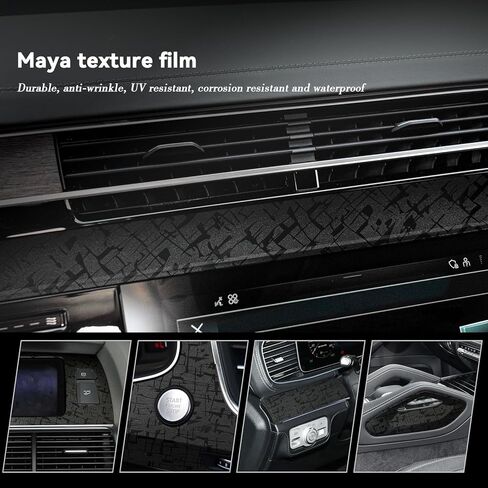 Black Forged Carbon Fiber Vinyl Wrap for Cars, Self Adhesive Bubble Free Gloss Car Wrap Vinyl Roll DIY Auto Decal Film for Interior and Exterior (Yama Textured, 1ft x 10ft) in Saudi Arabia