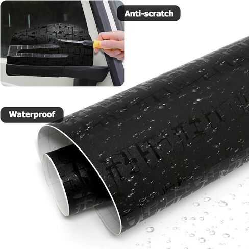 Black Forged Carbon Fiber Vinyl Wrap for Cars, Self Adhesive Bubble Free Gloss Car Wrap Vinyl Roll DIY Auto Decal Film for Interior and Exterior (Yama Textured, 1ft x 10ft) in Saudi Arabia