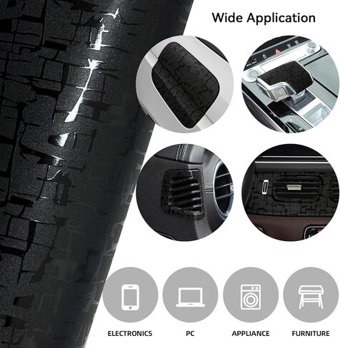 Black Forged Carbon Fiber Vinyl Wrap for Cars, Self Adhesive Bubble Free Gloss Car Wrap Vinyl Roll DIY Auto Decal Film for Interior and Exterior (Yama Textured, 1ft x 10ft) in Saudi Arabia