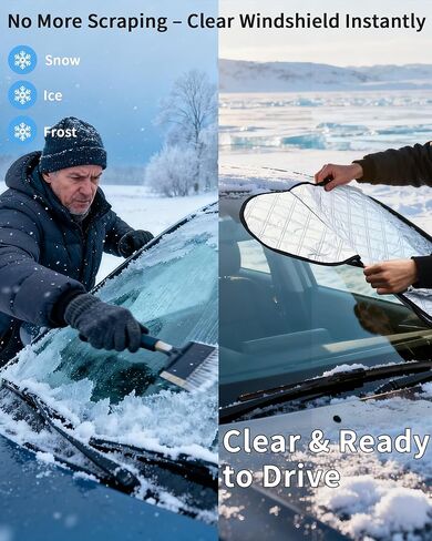 Winter Windshield Covers for Ice and Snow&Winter Car Essentials, Magnetic Car Anti-Snow Cover, Snow Windshield Cover Automotive Exterior Accessories，Free Car Snow Shovel, Towel, and Gloves. in Saudi Arabia