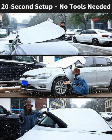 Winter Windshield Covers for Ice and Snow&Winter Car Essentials, Magnetic Car Anti-Snow Cover, Snow Windshield Cover Automotive Exterior Accessories，Free Car Snow Shovel, Towel, and Gloves. in Saudi Arabia