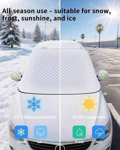 Winter Windshield Covers for Ice and Snow&Winter Car Essentials, Magnetic Car Anti-Snow Cover, Snow Windshield Cover Automotive Exterior Accessories，Free Car Snow Shovel, Towel, and Gloves. in Saudi Arabia