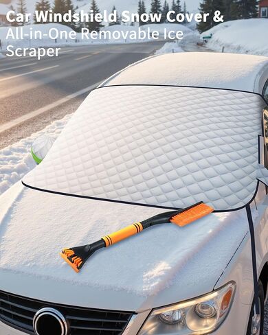 Winter Windshield Covers for Ice and Snow&Winter Car Essentials, Magnetic Car Anti-Snow Cover, Snow Windshield Cover Automotive Exterior Accessories，Free Car Snow Shovel, Towel, and Gloves. in Saudi Arabia