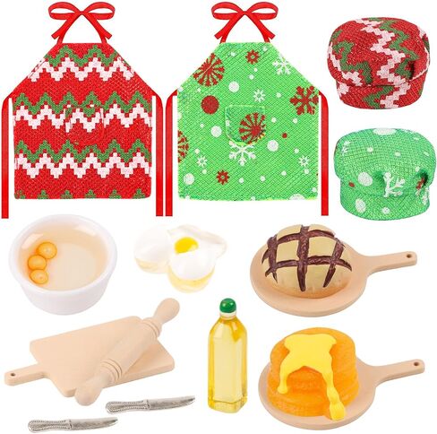 CCINEE 15pcs Christmas Elf Doll Cooking Accessories, Mini Elf Dolls Baker Outfit Aprons Miniature for Baking Xmas Dollhouse Decorations for Kids in Saudi Arabia