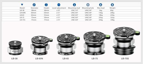 Leofoto LB-65 65mm Leveling Base for Tripod w Butterfly Lock Collar 40lb Max Load +/-15° Tilt in Saudi Arabia