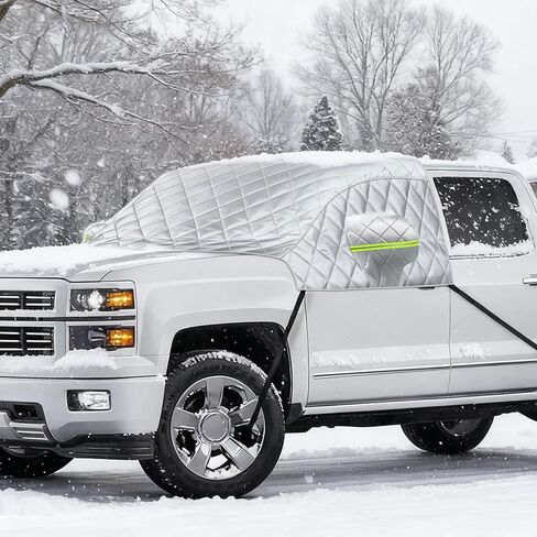 غطاء ثلجي للزجاج الأمامي C-hevy Silverado - واقي من الصقيع مكون من 6 طبقات، ومظلة شتوية مع أغطية مرآة وخطافات مضادة للرياح - أغطية شتوية للسيارات in Kuwait