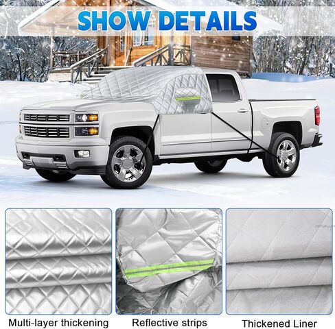 غطاء ثلجي للزجاج الأمامي C-hevy Silverado - واقي من الصقيع مكون من 6 طبقات، ومظلة شتوية مع أغطية مرآة وخطافات مضادة للرياح - أغطية شتوية للسيارات in Kuwait