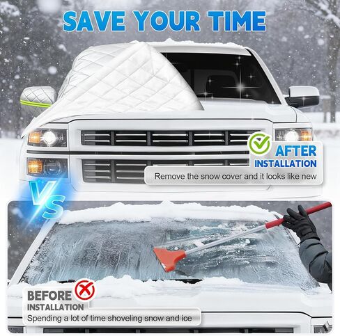 غطاء ثلجي للزجاج الأمامي C-hevy Silverado - واقي من الصقيع مكون من 6 طبقات، ومظلة شتوية مع أغطية مرآة وخطافات مضادة للرياح - أغطية شتوية للسيارات in Kuwait