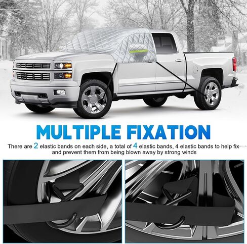 غطاء ثلجي للزجاج الأمامي C-hevy Silverado - واقي من الصقيع مكون من 6 طبقات، ومظلة شتوية مع أغطية مرآة وخطافات مضادة للرياح - أغطية شتوية للسيارات in Kuwait