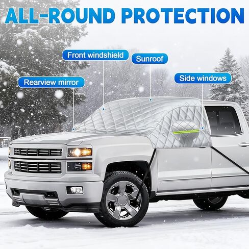 غطاء ثلجي للزجاج الأمامي C-hevy Silverado - واقي من الصقيع مكون من 6 طبقات، ومظلة شتوية مع أغطية مرآة وخطافات مضادة للرياح - أغطية شتوية للسيارات in Kuwait