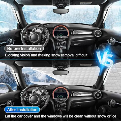 غطاء ثلجي للزجاج الأمامي C-hevy Silverado - واقي من الصقيع مكون من 6 طبقات، ومظلة شتوية مع أغطية مرآة وخطافات مضادة للرياح - أغطية شتوية للسيارات in Kuwait