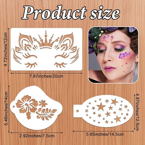 42 قطعة من استنسل طلاء الوجه، قوالب رسم الوجه للجسم قابلة لإعادة الاستخدام لتصميمات الوشم المؤقت لحفلات الهالوين، فن المكياج in Kuwait