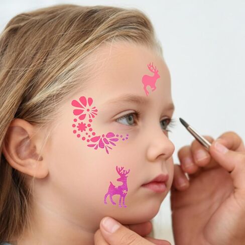 42 قطعة من استنسل طلاء الوجه، قوالب رسم الوجه للجسم قابلة لإعادة الاستخدام لتصميمات الوشم المؤقت لحفلات الهالوين، فن المكياج in Kuwait