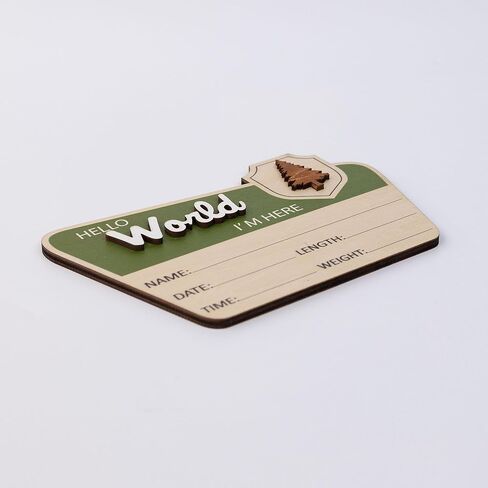 Adventure Hello World I'm Here Sign ∣ Wooden Retro Birth Announcement Prop ∣ 6.5" Camping Nursery Keepsake Gift in Saudi Arabia