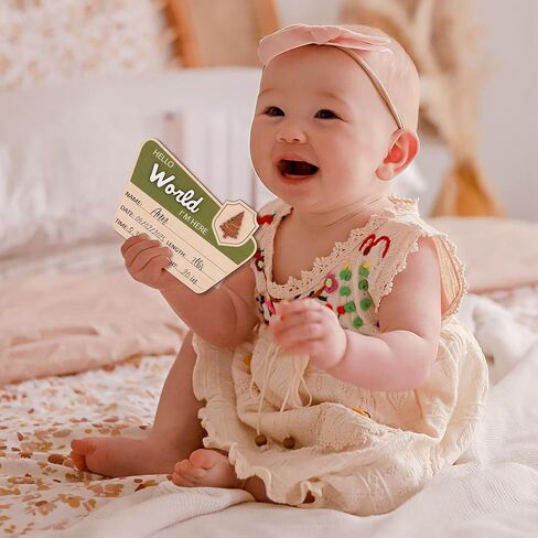 Adventure Hello World I'm Here Sign ∣ Wooden Retro Birth Announcement Prop ∣ 6.5" Camping Nursery Keepsake Gift in Saudi Arabia