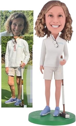 Custom Golf Bobblehead – 6/7/8/9" Personalized Male/Female from Photo, Semi-Custom Head or Full-Body, Handmade Soft-Clay Figure for Dad/Husband/Coach/Retired in Saudi Arabia