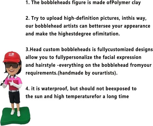 Custom Golf Bobblehead – 6/7/8/9" Personalized Male/Female from Photo, Semi-Custom Head or Full-Body, Handmade Soft-Clay Figure for Dad/Husband/Coach/Retired in Saudi Arabia