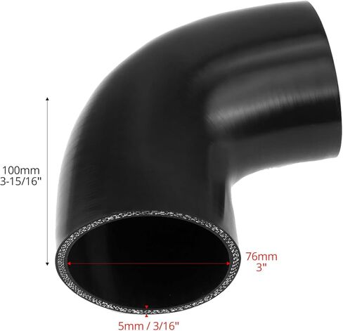 QWORK 90 Degree Elbow Silicone Hose, 2.5" ID 4-Ply Reinforced Silicone Hose for Turbo, Intercooler and Intake, 4" Long in Saudi Arabia