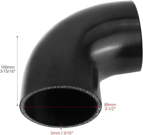 QWORK 90 Degree Elbow Silicone Hose, 2.5" ID 4-Ply Reinforced Silicone Hose for Turbo, Intercooler and Intake, 4" Long in Saudi Arabia
