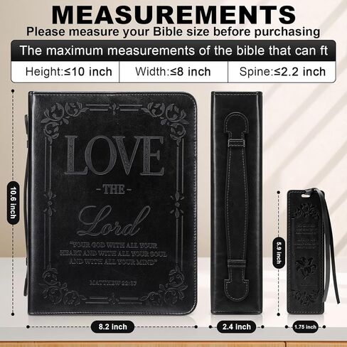 IVGHV Leather Bible Cover for Men, Premium PU Leather Bible Cover Case for Women Large, Church Bag, Carrying Book Case, Bible Book Cover with Handle&Zippered Pocket, Bible Bag for Men & Women (Brown) in Saudi Arabia