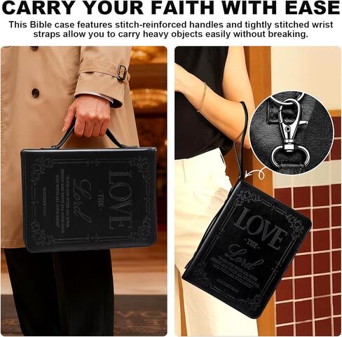 IVGHV Leather Bible Cover for Men, Premium PU Leather Bible Cover Case for Women Large, Church Bag, Carrying Book Case, Bible Book Cover with Handle&Zippered Pocket, Bible Bag for Men & Women (Brown) in Saudi Arabia
