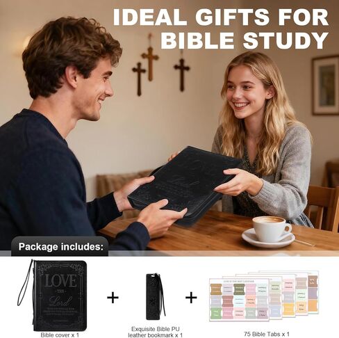 IVGHV Leather Bible Cover for Men, Premium PU Leather Bible Cover Case for Women Large, Church Bag, Carrying Book Case, Bible Book Cover with Handle&Zippered Pocket, Bible Bag for Men & Women (Brown) in Saudi Arabia