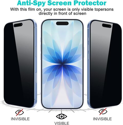 pehael [2+2 Pack iPhone 14 Privacy Screen Protector with Camera Lens Protector Full Coverage Anti-Spy Tempered Glass Film 9H Hardness Upgrade Edge Protection Easy Installation Bubble for [6.1 inch] in Kuwait