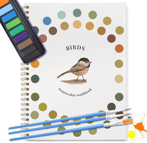 JDNUC Watercolor Painting Kit for Beginners, 12 Color Paints in Metal Tin Box with 3 Brushes, Sketchbook with Outlines and Guide Book for Adults and Teens in Saudi Arabia
