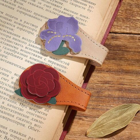 2PCS Magnetic Bookmarks with Pen Clip, Leather Bookmarks for Women, Magnetic Pen Holder Book Accessories in Kuwait