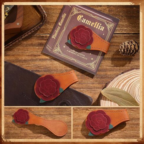 2PCS Magnetic Bookmarks with Pen Clip, Leather Bookmarks for Women, Magnetic Pen Holder Book Accessories in Kuwait